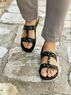 christina Christi | Men Leather Sandals Black Vintage 