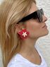 christina Christi | Clip On Floral Earrings Red 