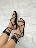 christina Christi | Black Ankle Wrap Sandals 