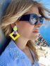 christina Christi | Yellow Geometric Earrings Clip On 