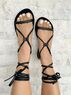 christina Christi | Black Ankle Wrap Sandals 