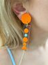 christina Christi | Rectangular Clip On Earrings Orange 