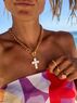 christina Christi | Λευκός Σταυρός Κολιέ με Χρυσή Αλυσίδα 