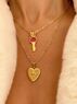 christina Christi | Gold Key Necklace n Heart 