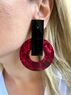 christina Christi | Red Hoop Earrings Clip On 