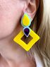 christina Christi | Yellow Geometric Earrings Clip On 