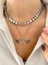 christina Christi | Long Heart Necklace n Hematite Beads 